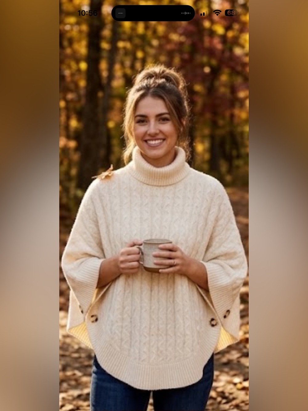 NWT Puli Cream Cable-Knit Turtleneck Poncho Sweater